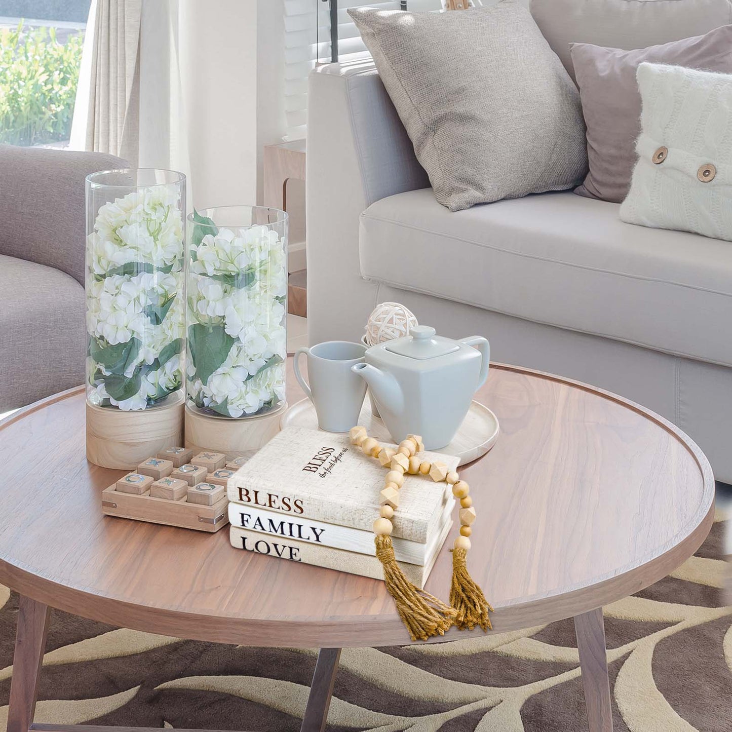 Linen Covered Decor Books 3 Pieces, Decorative Books for Home Decor, Coffee Table Books Decor, Stacked Book Decor - Shelf, Entryway, Console Table, Fireplace Mantel Decor (Bless/Family/Love)